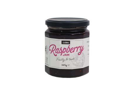 Coles Premium Raspberry Jam 345g For Sale