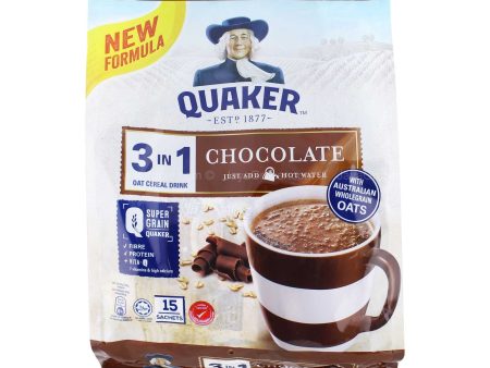 Quaker 3 in 1 Vital Chocolate Cereal Drink 28g x 15 For Discount